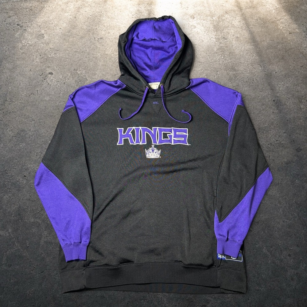 Vintage Lee Sport LA Kings NHL Hoodie Black Purple Colorblock Size XL Baggy 90s